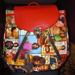 Michelle Obama Backpack Magazine Cover Collage Red Purse NWT
